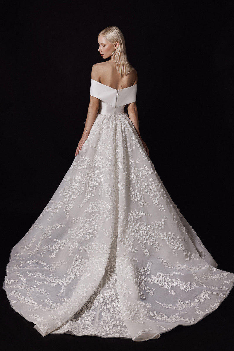 Off-the-Shoulder Mermaid Wedding Gown with Overskirt Off-the-Shoulder Mermaid Wedding Gown with Overskirt