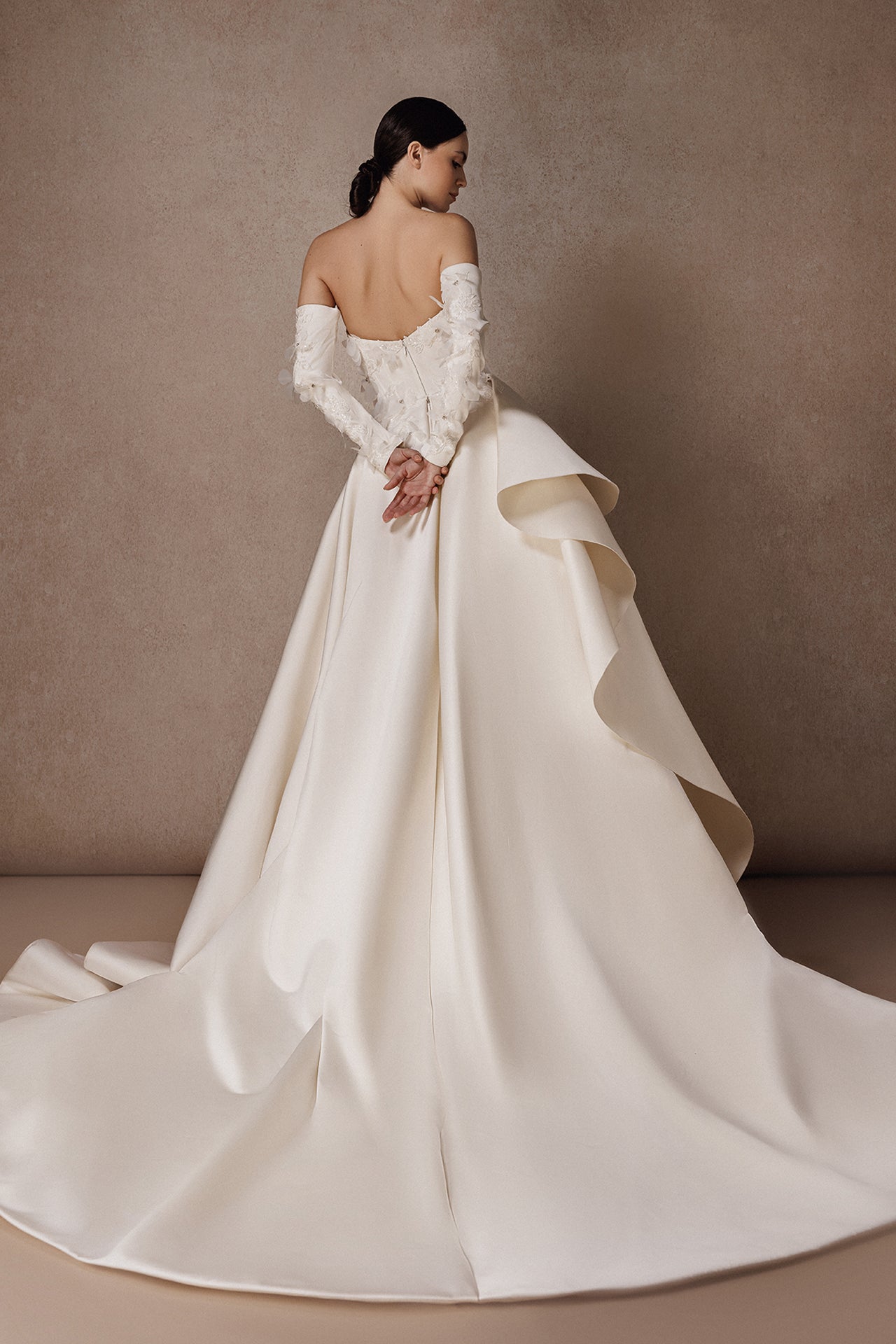 Column Wedding Gown with Overskirt