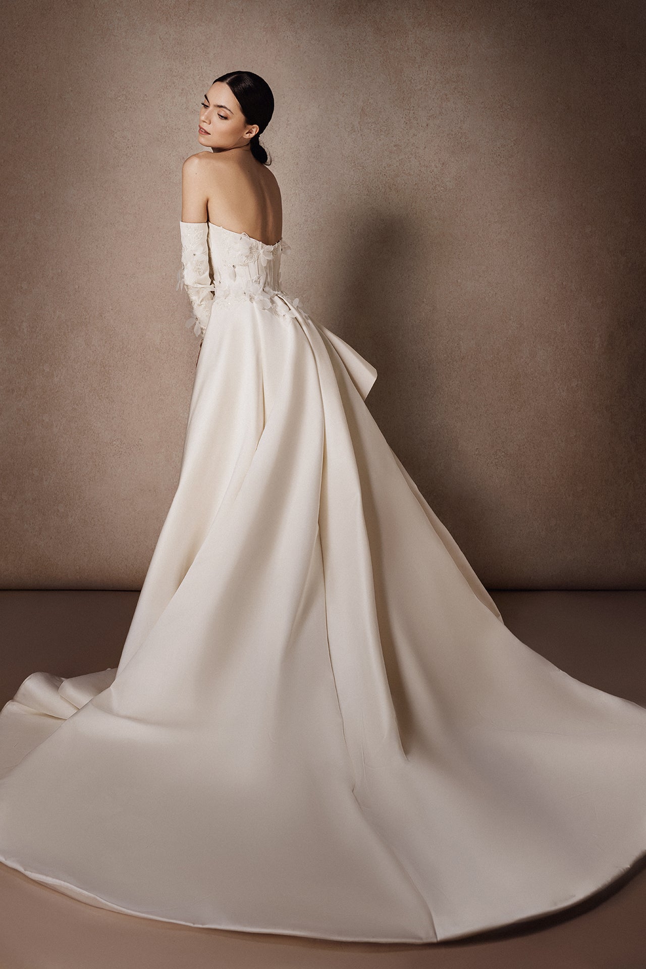 Column Wedding Gown with Overskirt