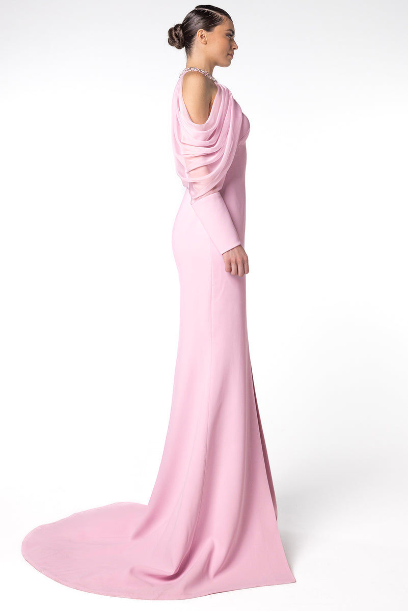 Halter Neckline Mermaid Dress with Beaded Collar
