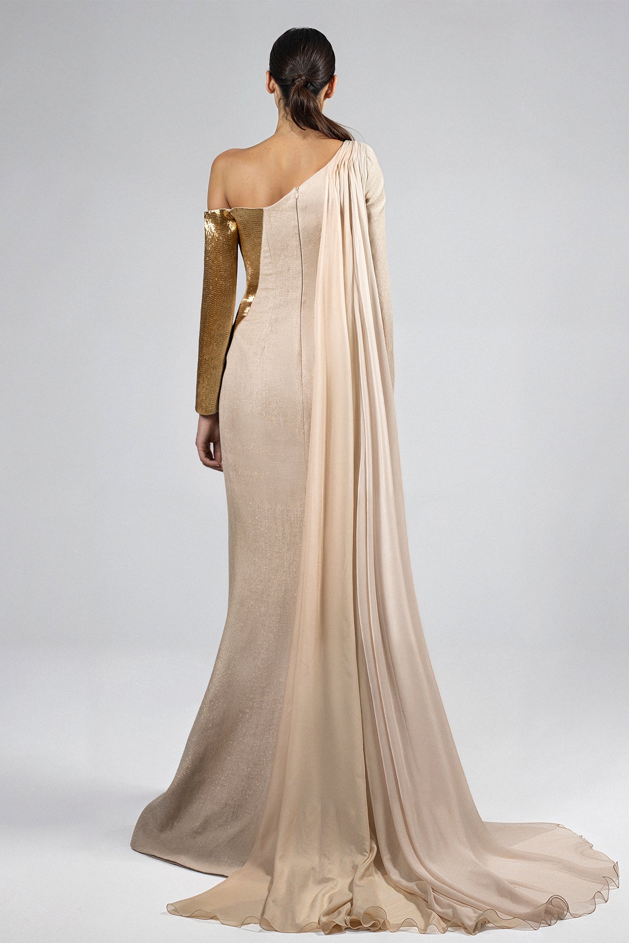 floor-length Dress with Embroidered Sleeve