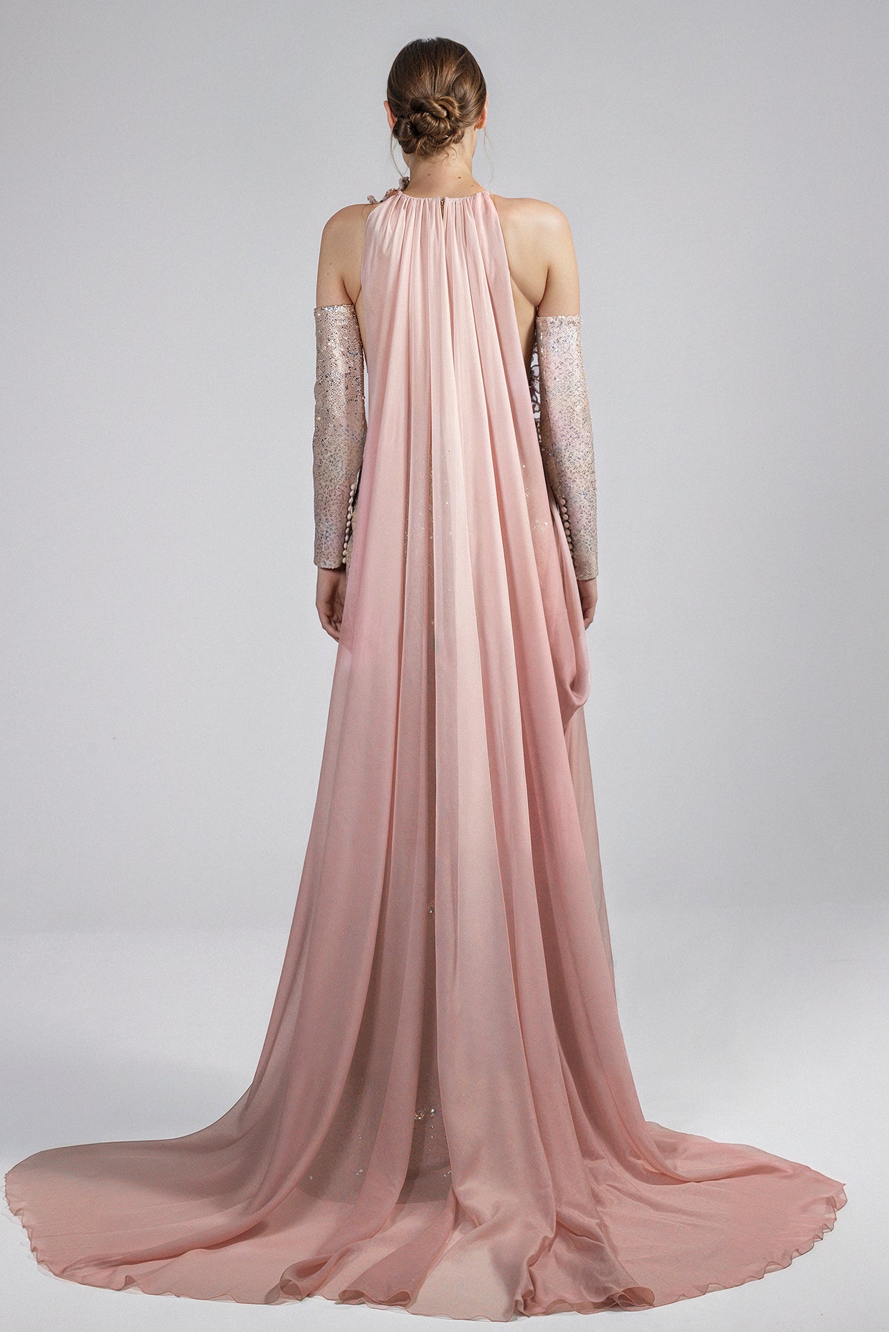 Sleeveless Sequin Dress with Cape