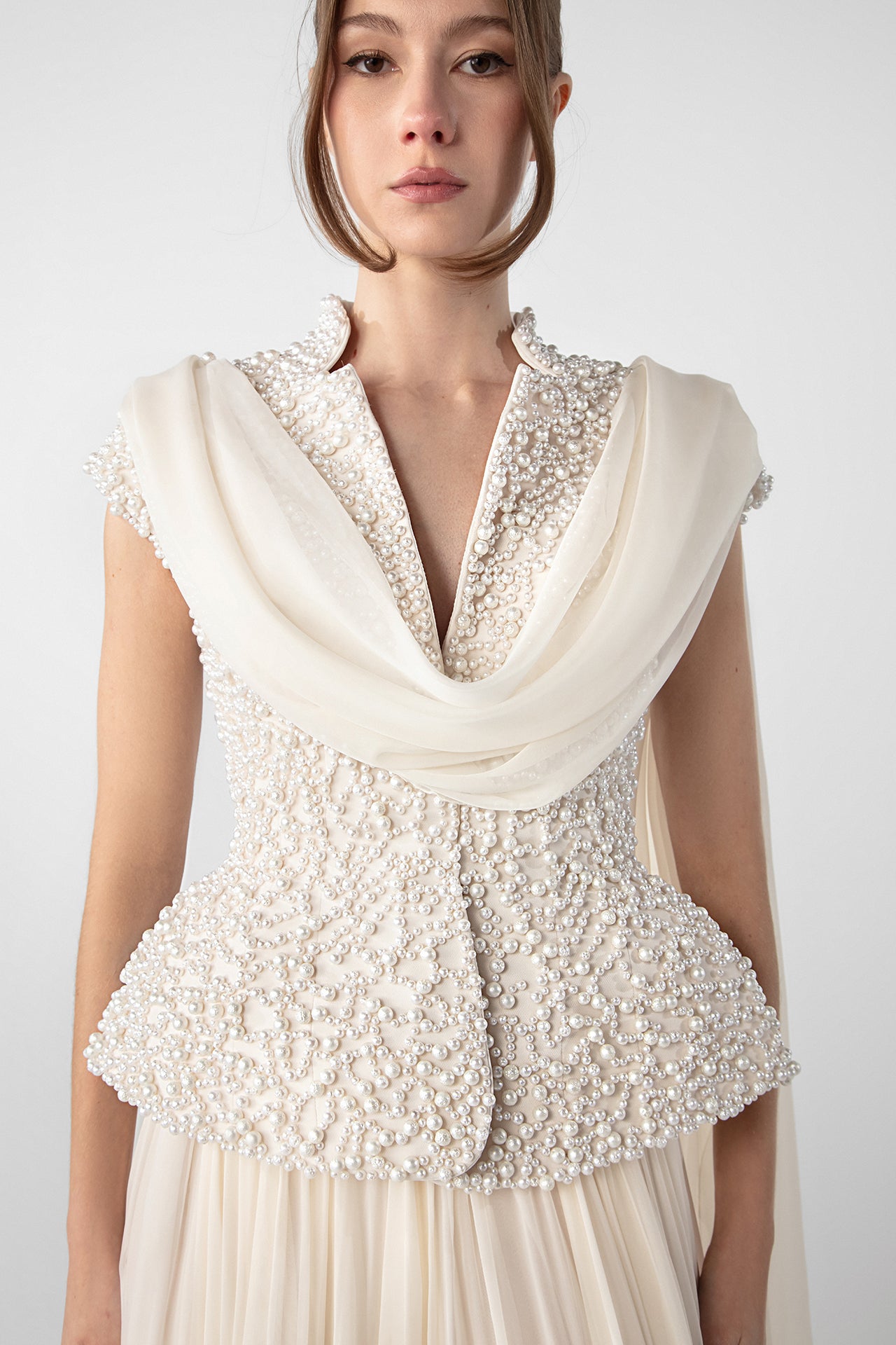 Embroidered Jacket and Chiffon Skirt Set