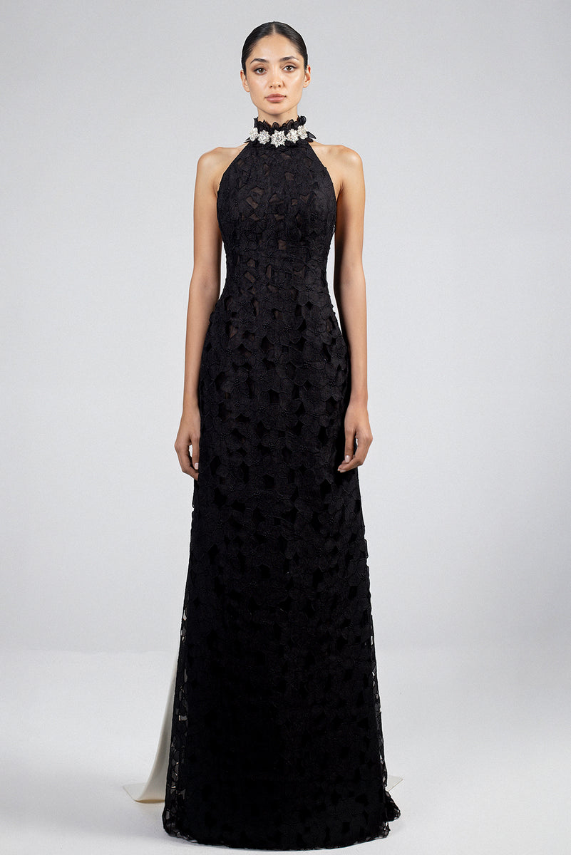black pleated cape high neck shift dress Black Maxi Dress - Pleated Chiffon Dress - Sleeveless Cape Dress