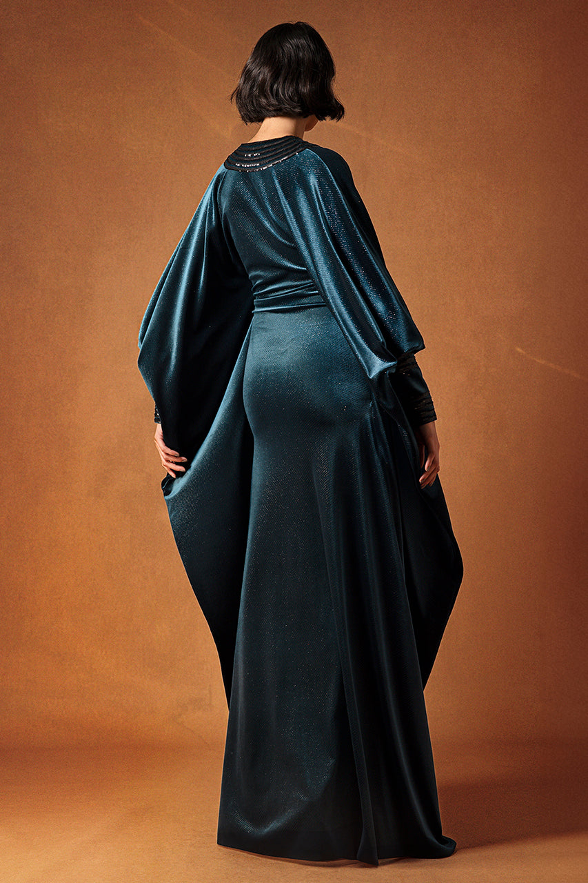 Velvet Kaftan with Sequin Lurex Details