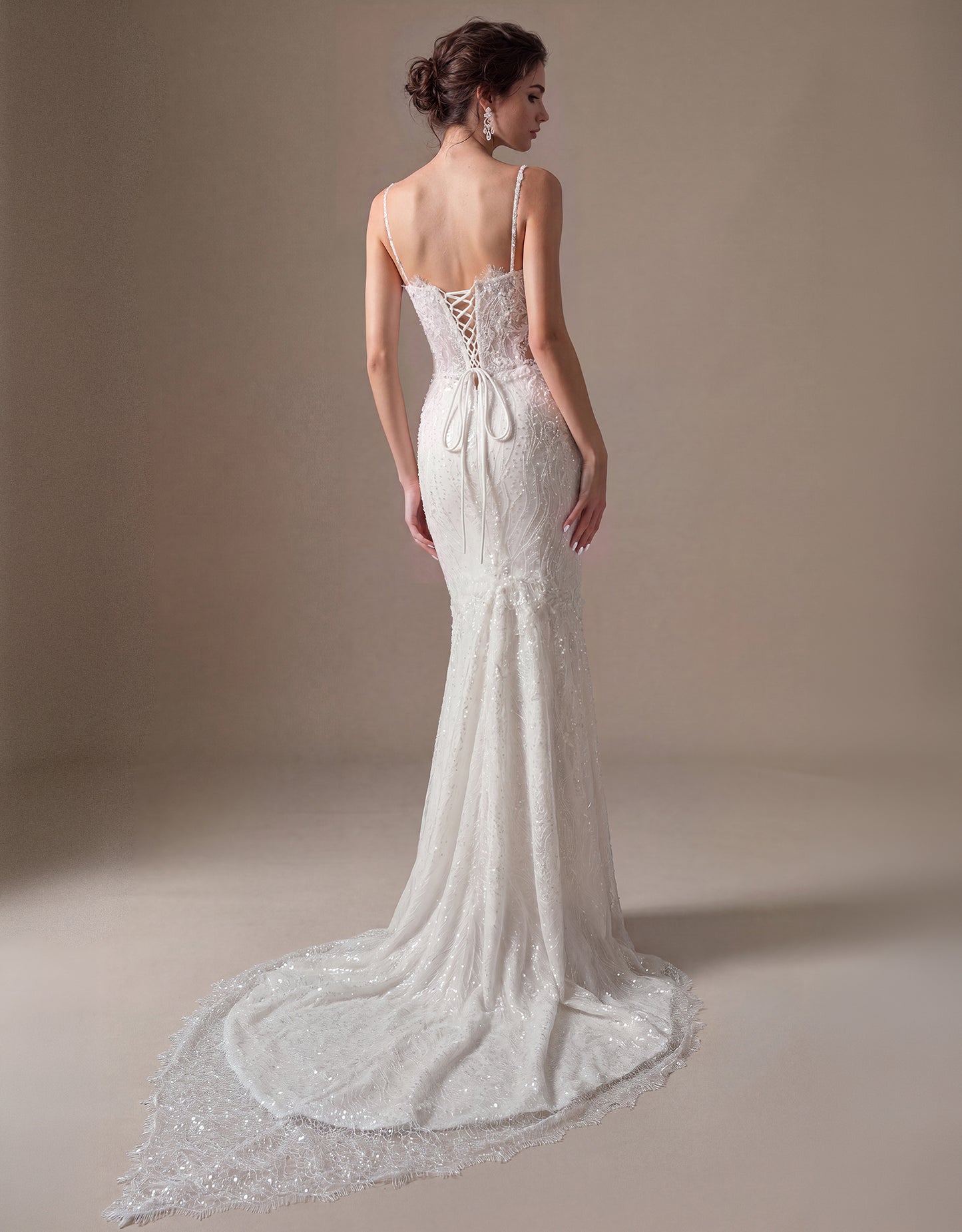 Embroidered Mermaid Bridal Gown with Detachable Overskirt