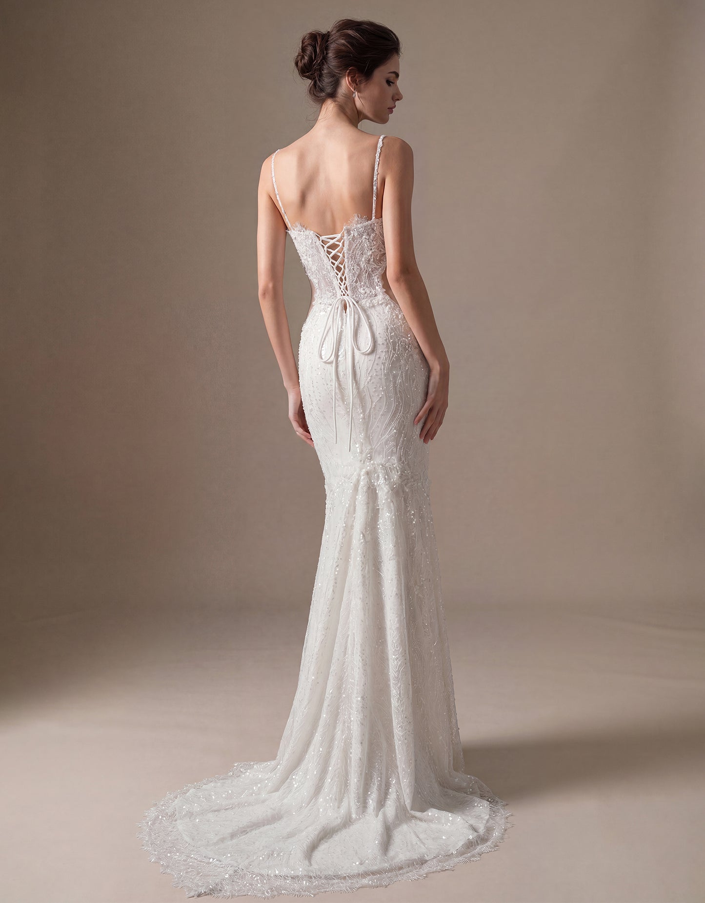 Embroidered Plunging Mermaid Bridal Gown