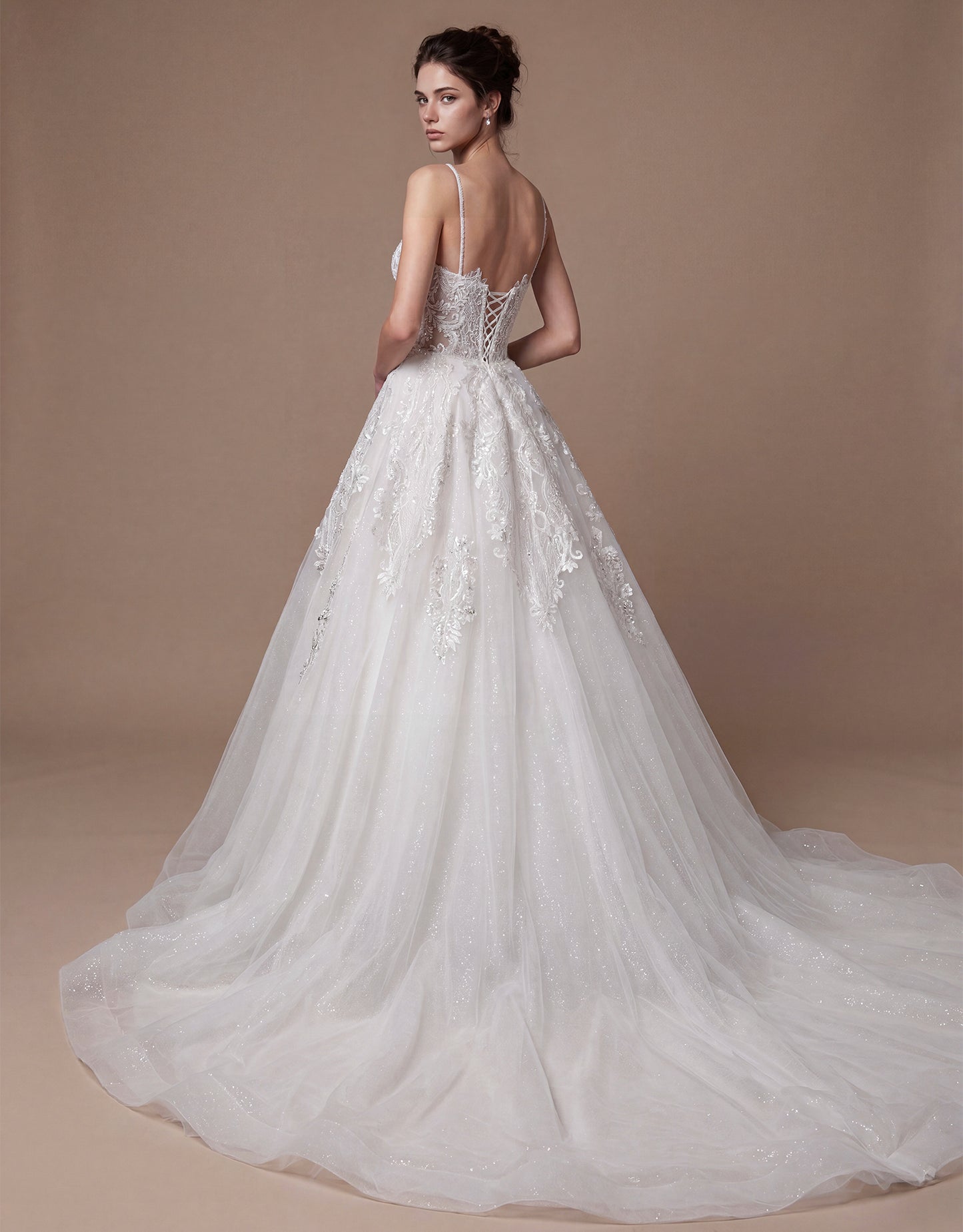 Embroidered Mermaid Bridal Gown with Detachable Overskirt