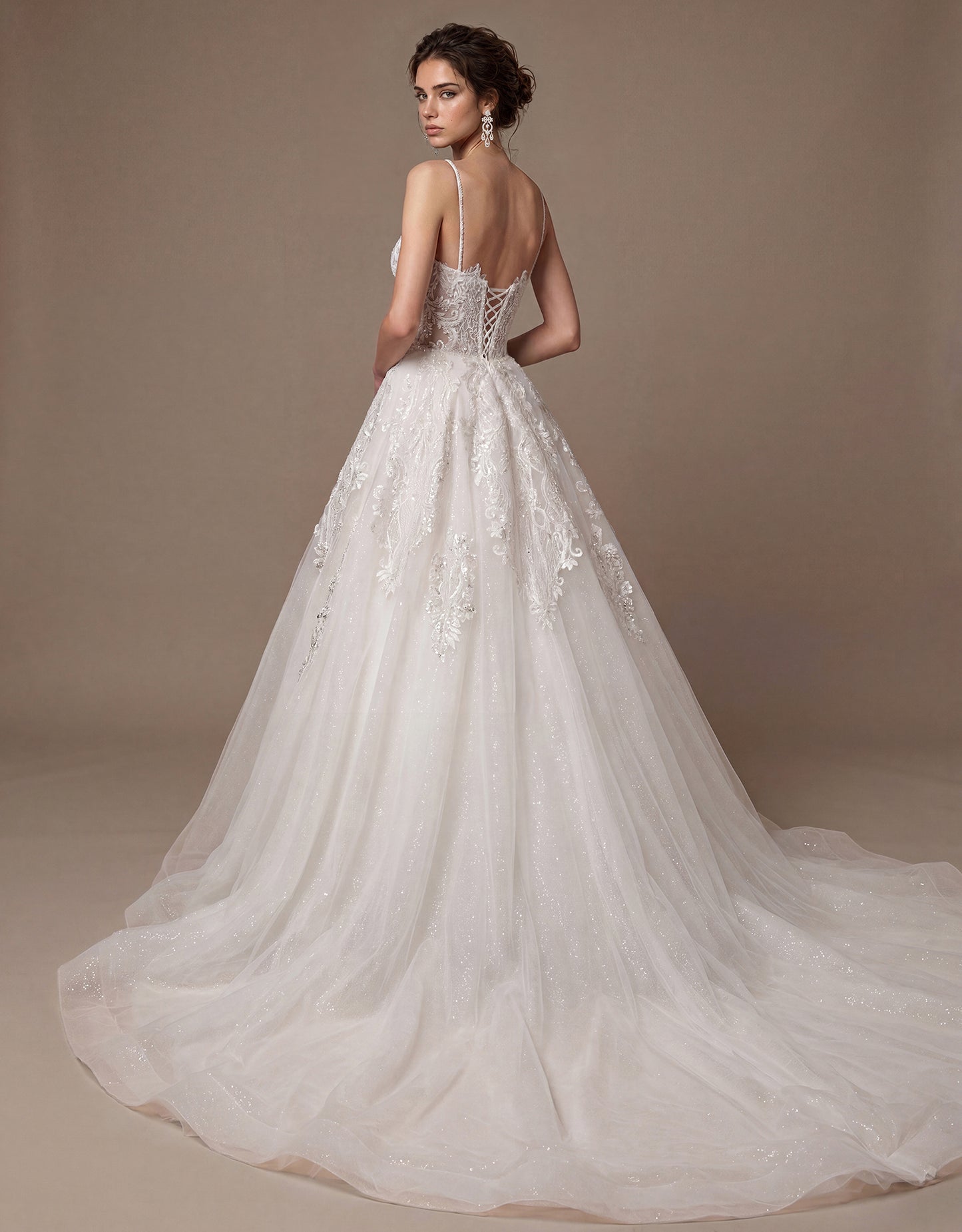 Embroidered Mermaid Bridal Gown with Detachable Overskirt