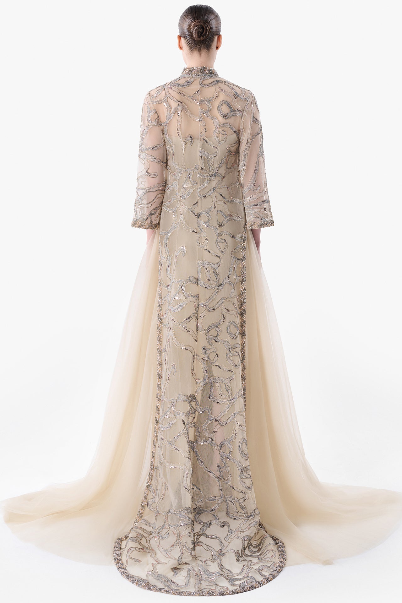Embroidered Tulle Bolero with Column Gown