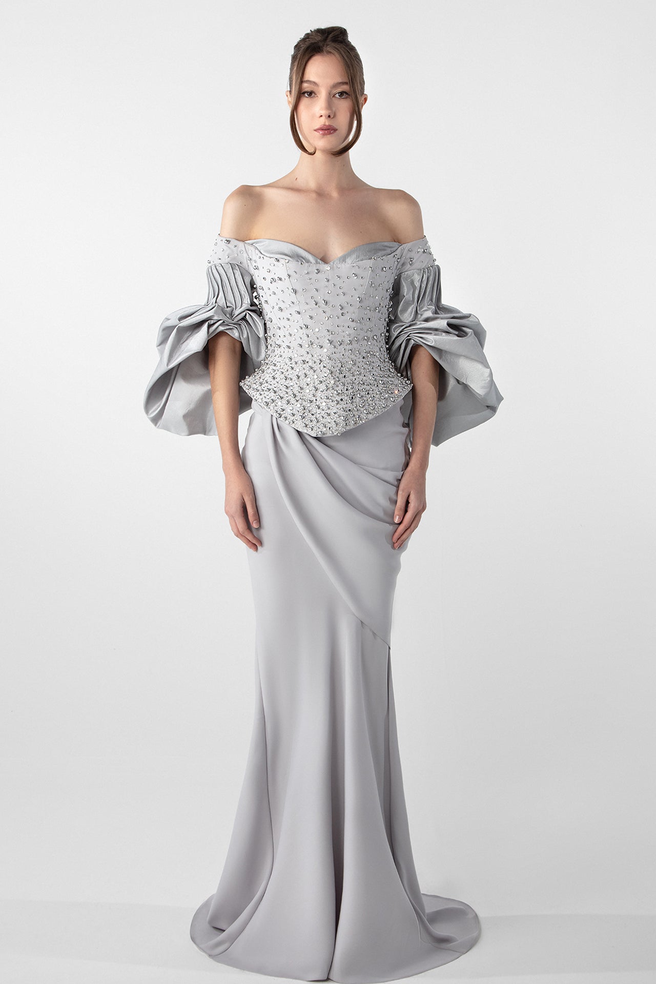 Off-Shoulder Embellished Gown