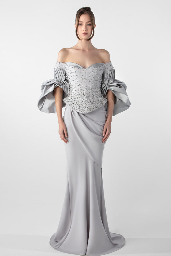 Off-Shoulder Embellished Gown
