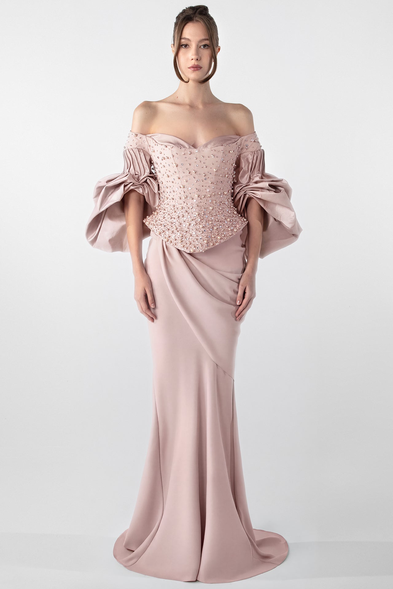 Off-Shoulder Embellished Gown