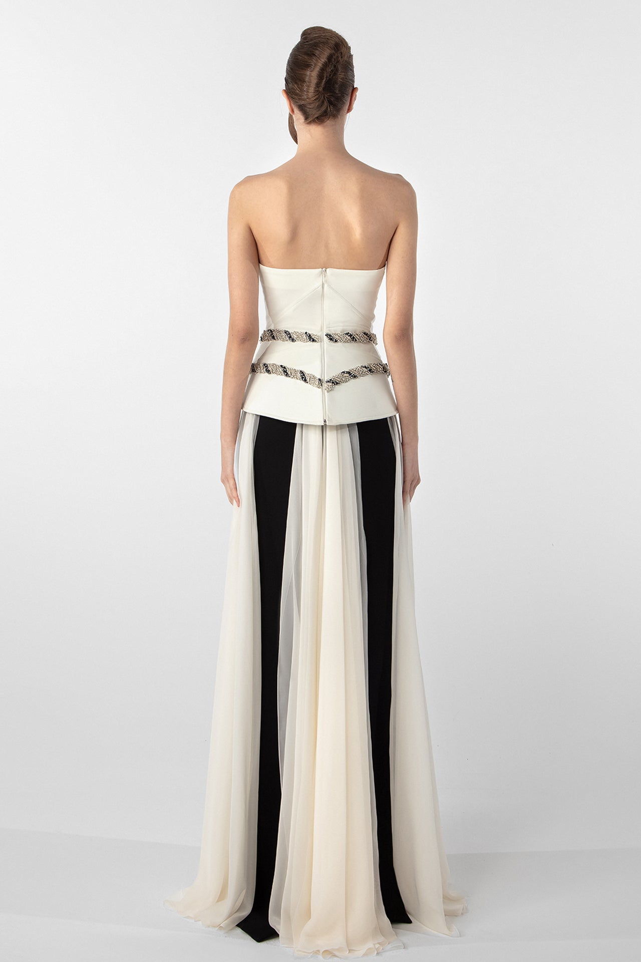 Corset Gown with Embroidery and Flowing Skirt