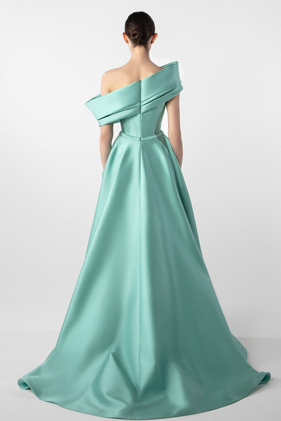 Pleated Corset Dress with Printed Detail