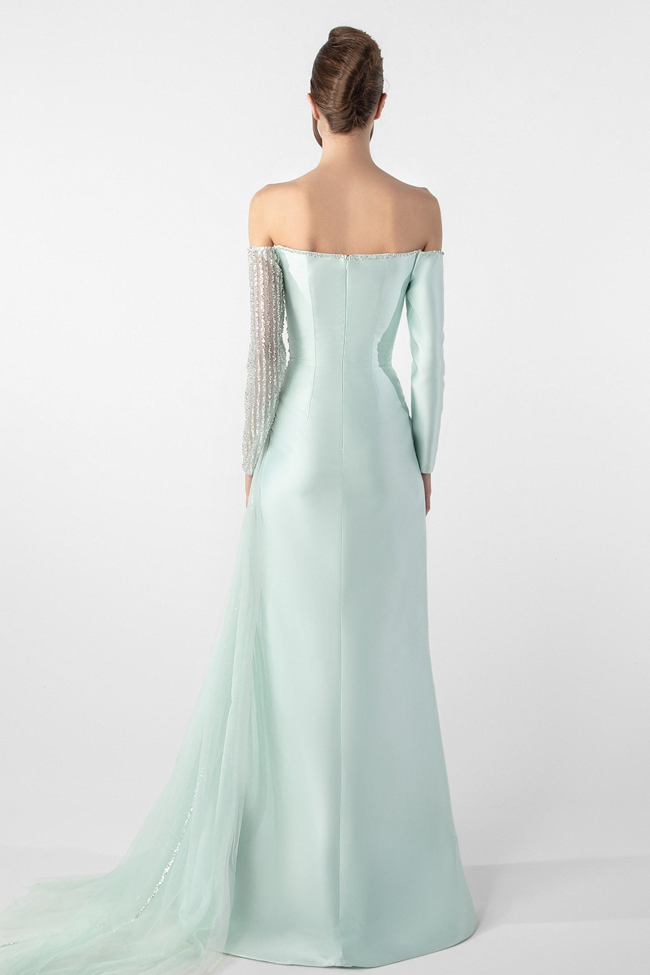Asymmetrical Off-Shoulder Dress with Embroidery