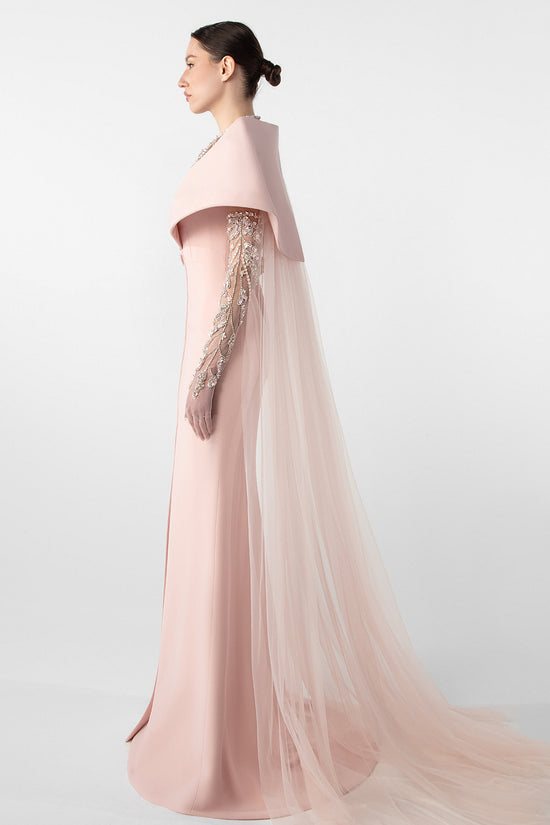 Hand-Embroidered Gloves and Crepe Mermaid Dress