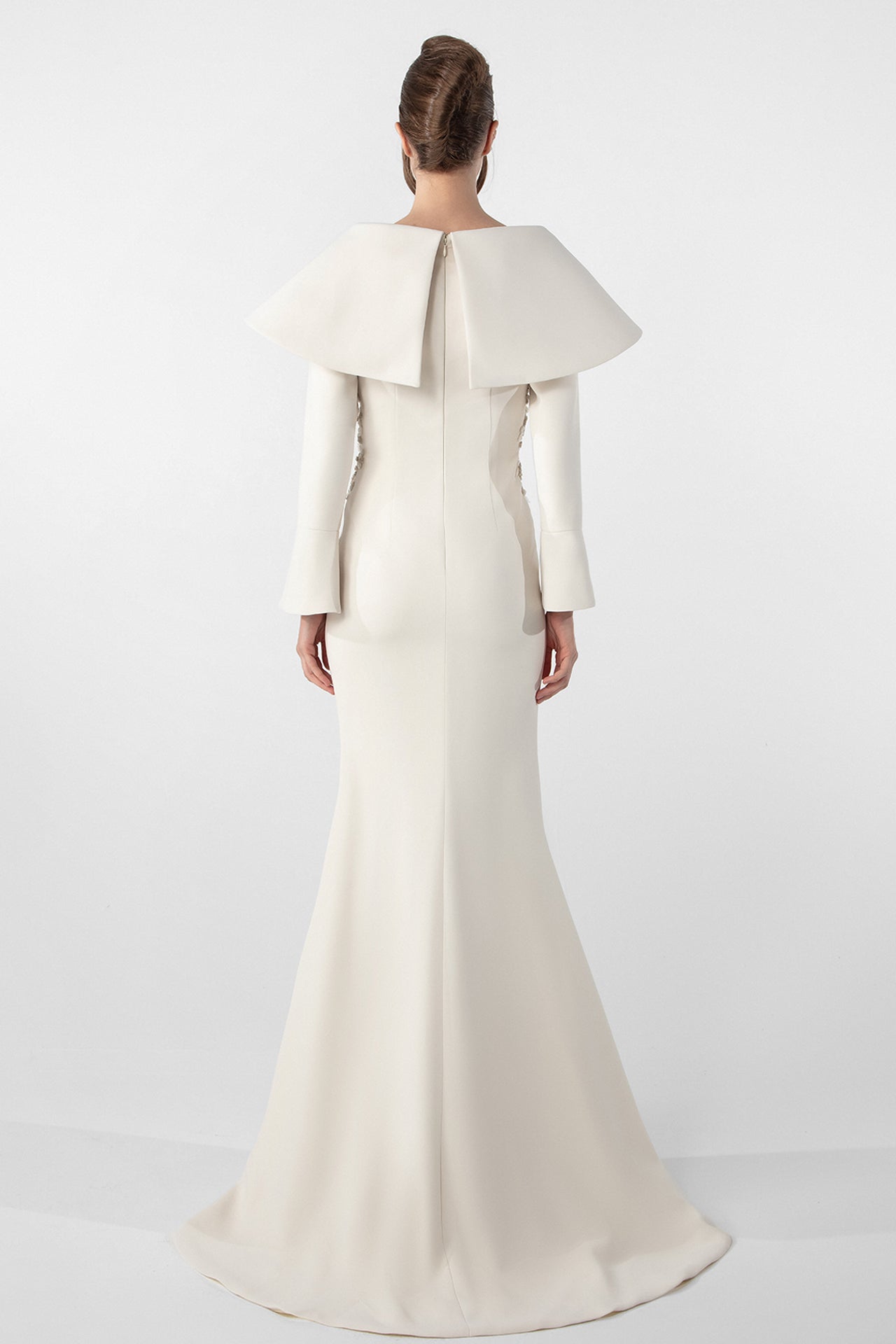 Mermaid Crepe Dress with Embroidered Bodice