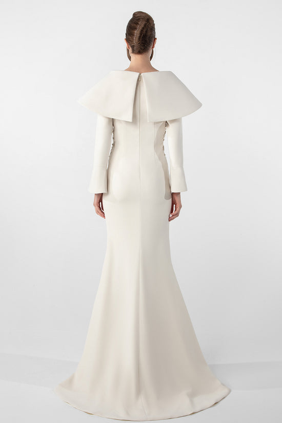 Mermaid Crepe Dress with Embroidered Bodice