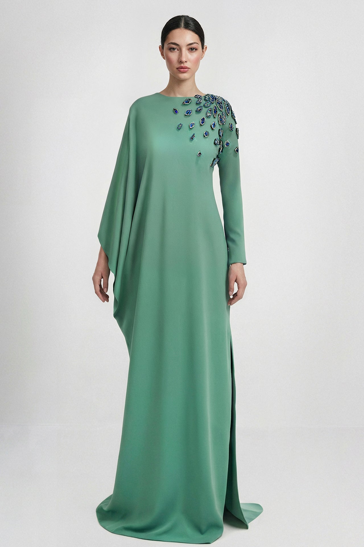 Crepe reverse satin gown