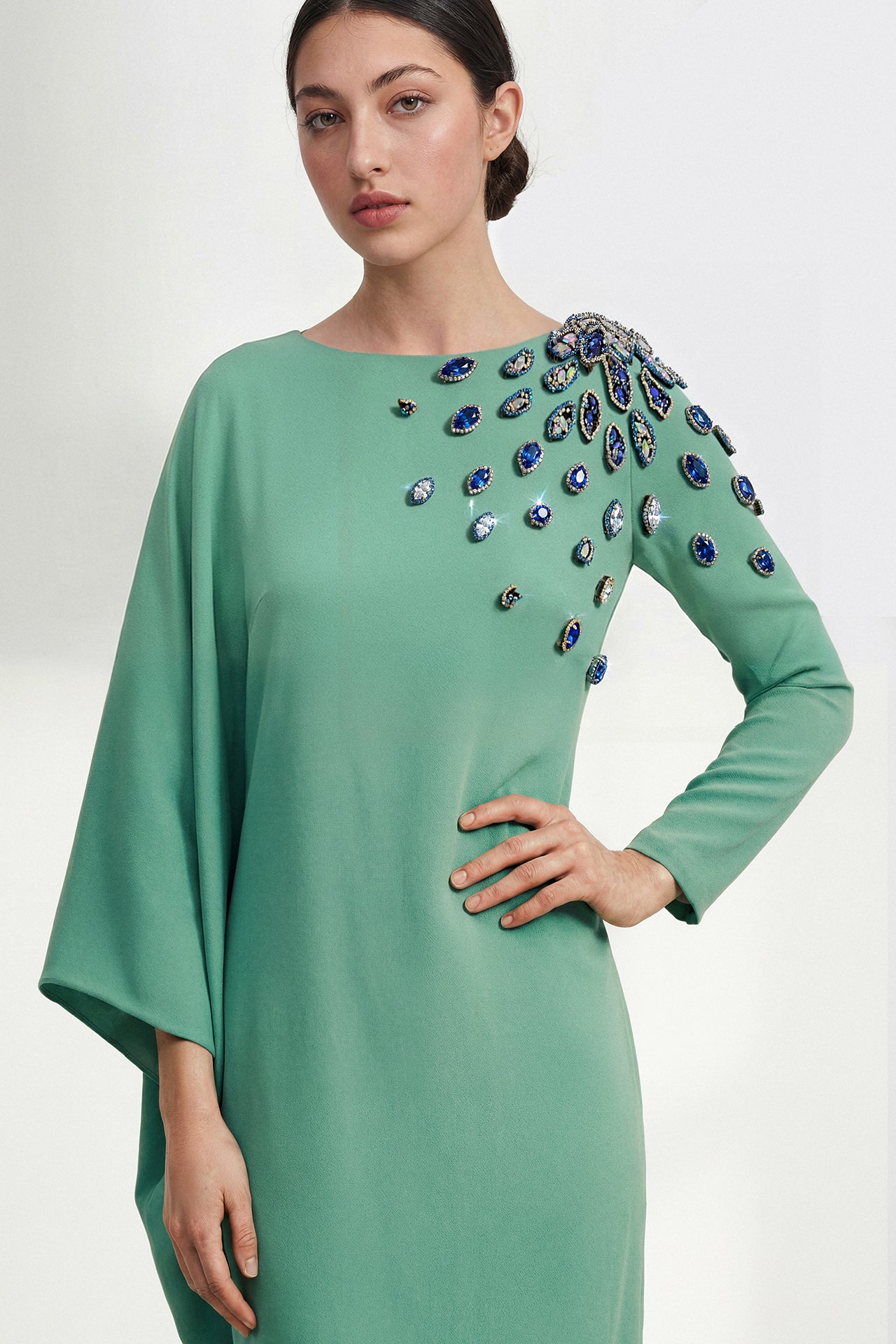 Crepe reverse satin gown