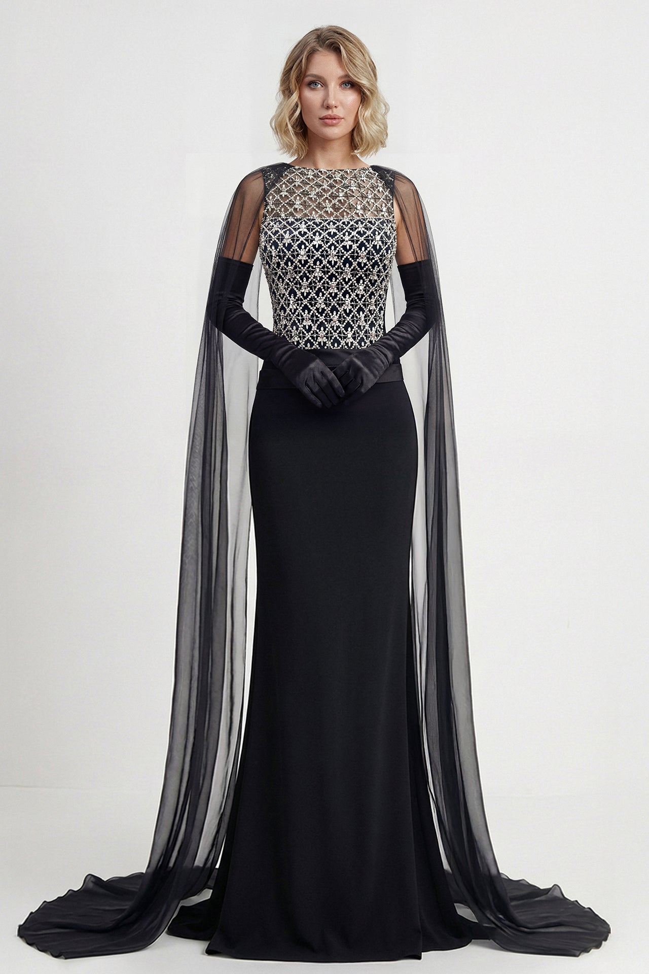 Swarovski Embroidered Crepe Gown