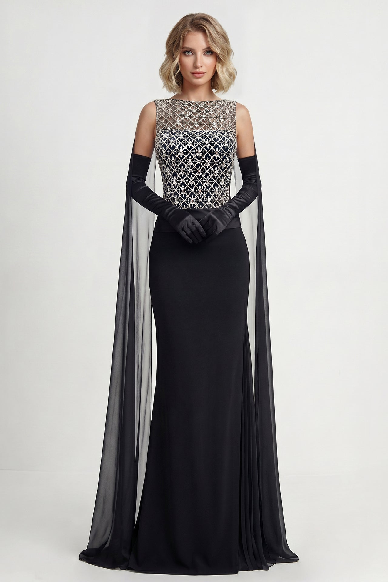 Swarovski Embroidered Crepe Gown