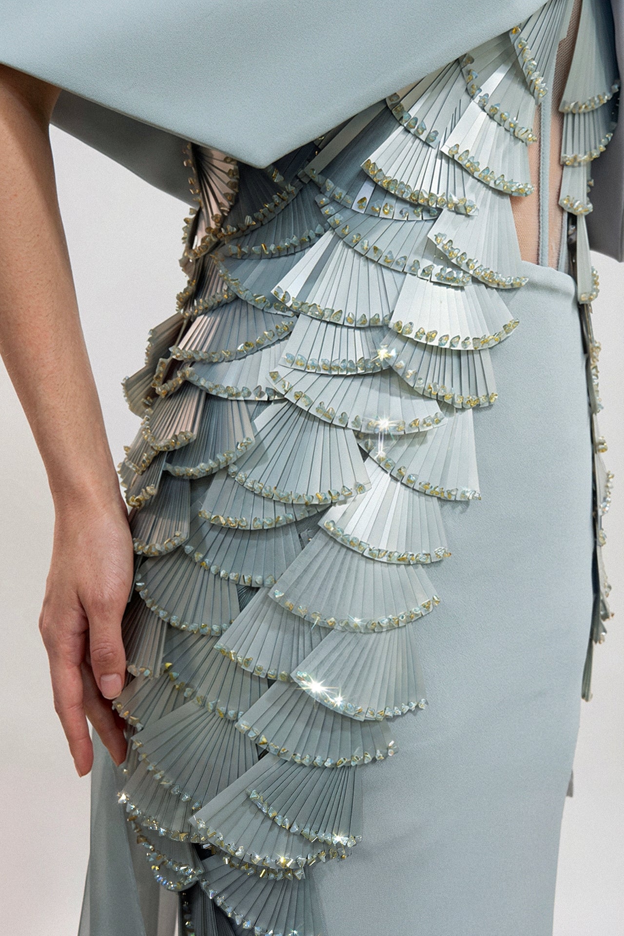 Draped Off-Shoulder Column Gown