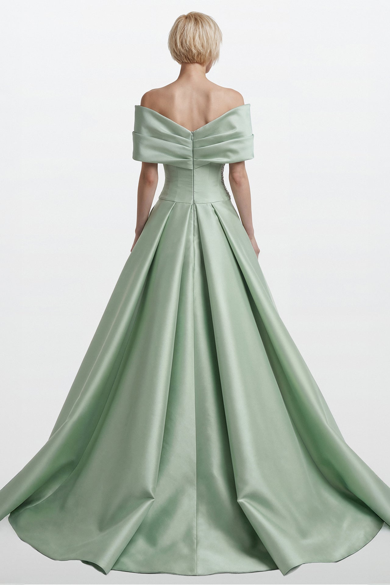 Off-Shoulder Satin Ball Gown