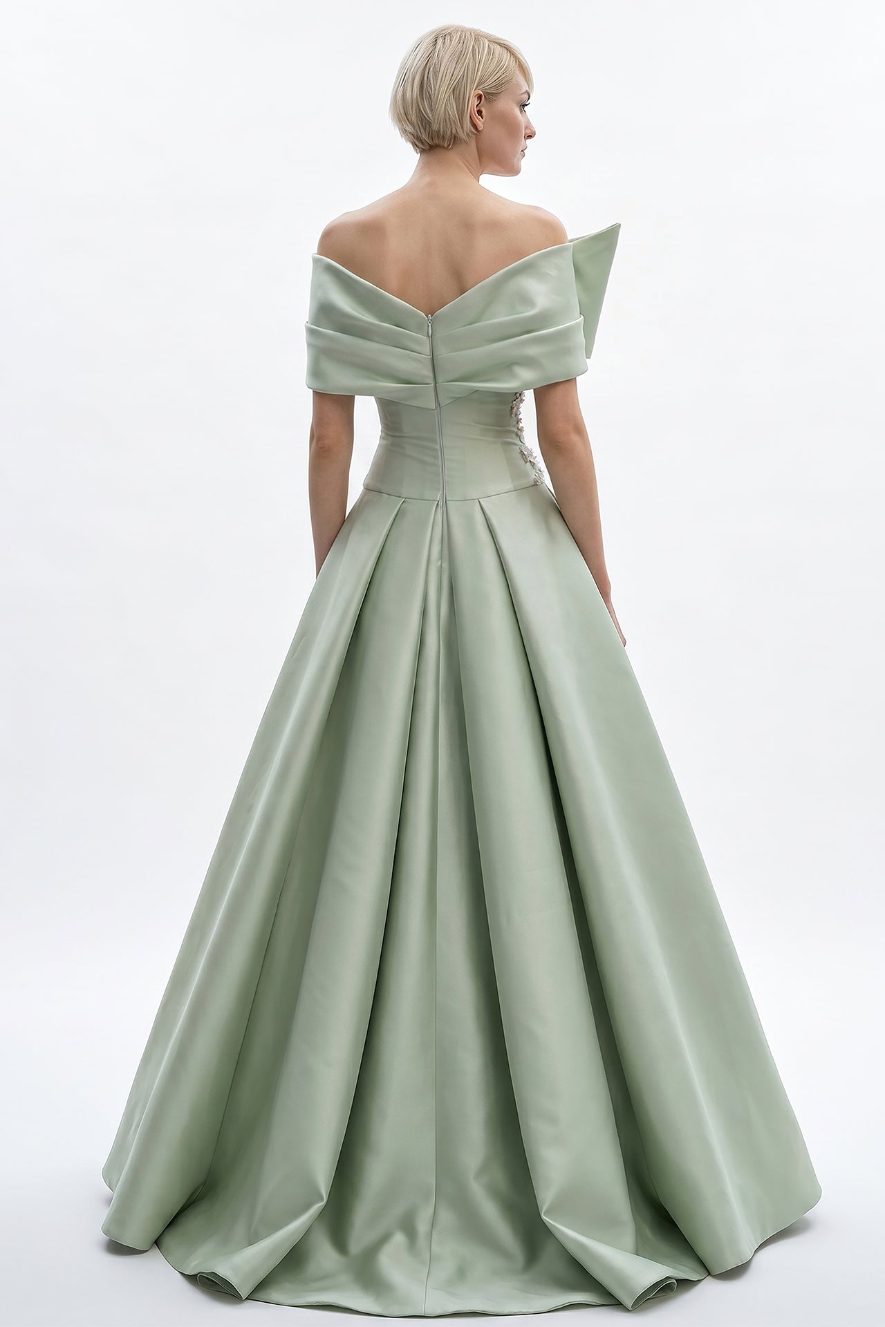 Off-Shoulder Satin Ball Gown