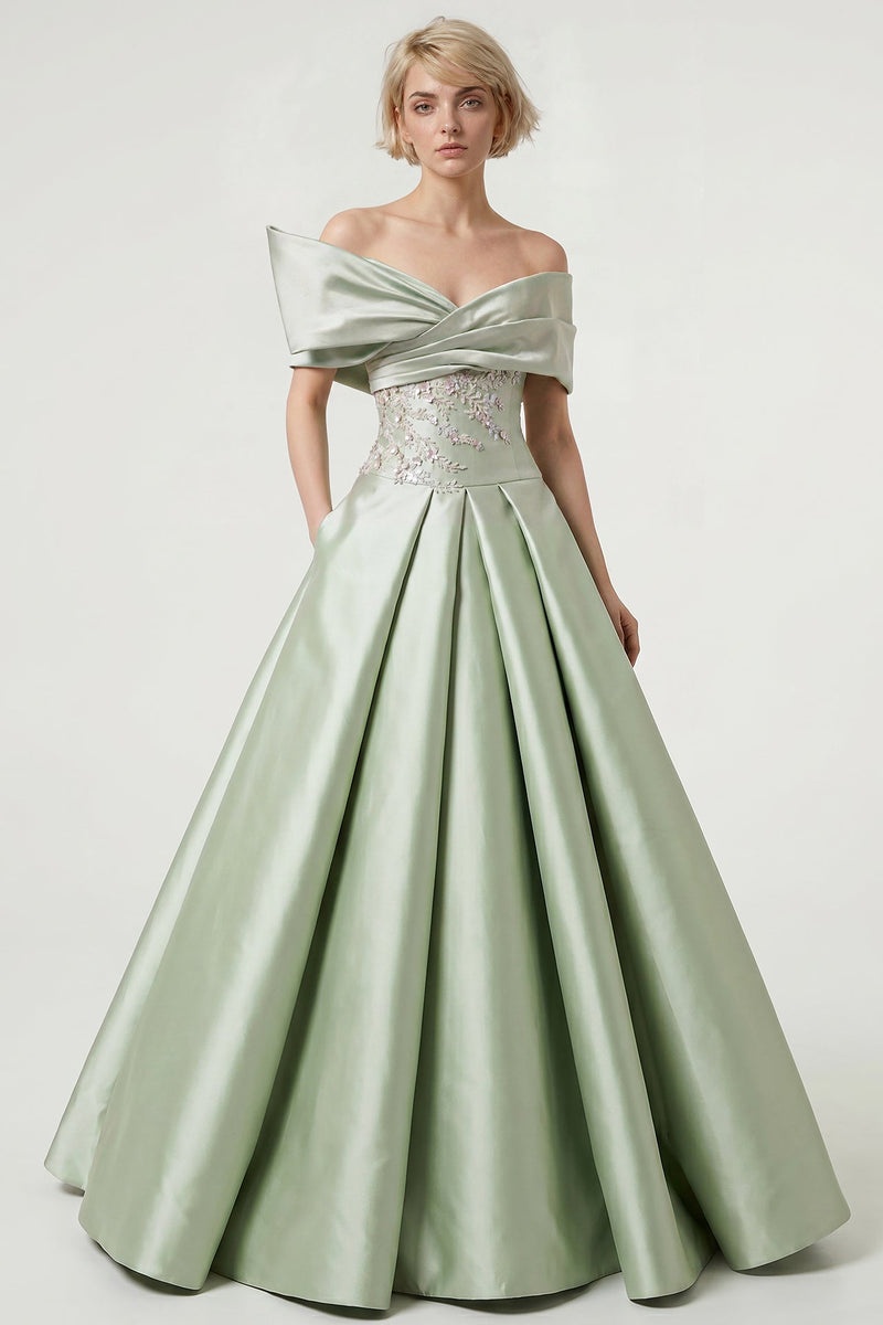 Off-Shoulder Satin Ball Gown – Gattinolli by Marwan