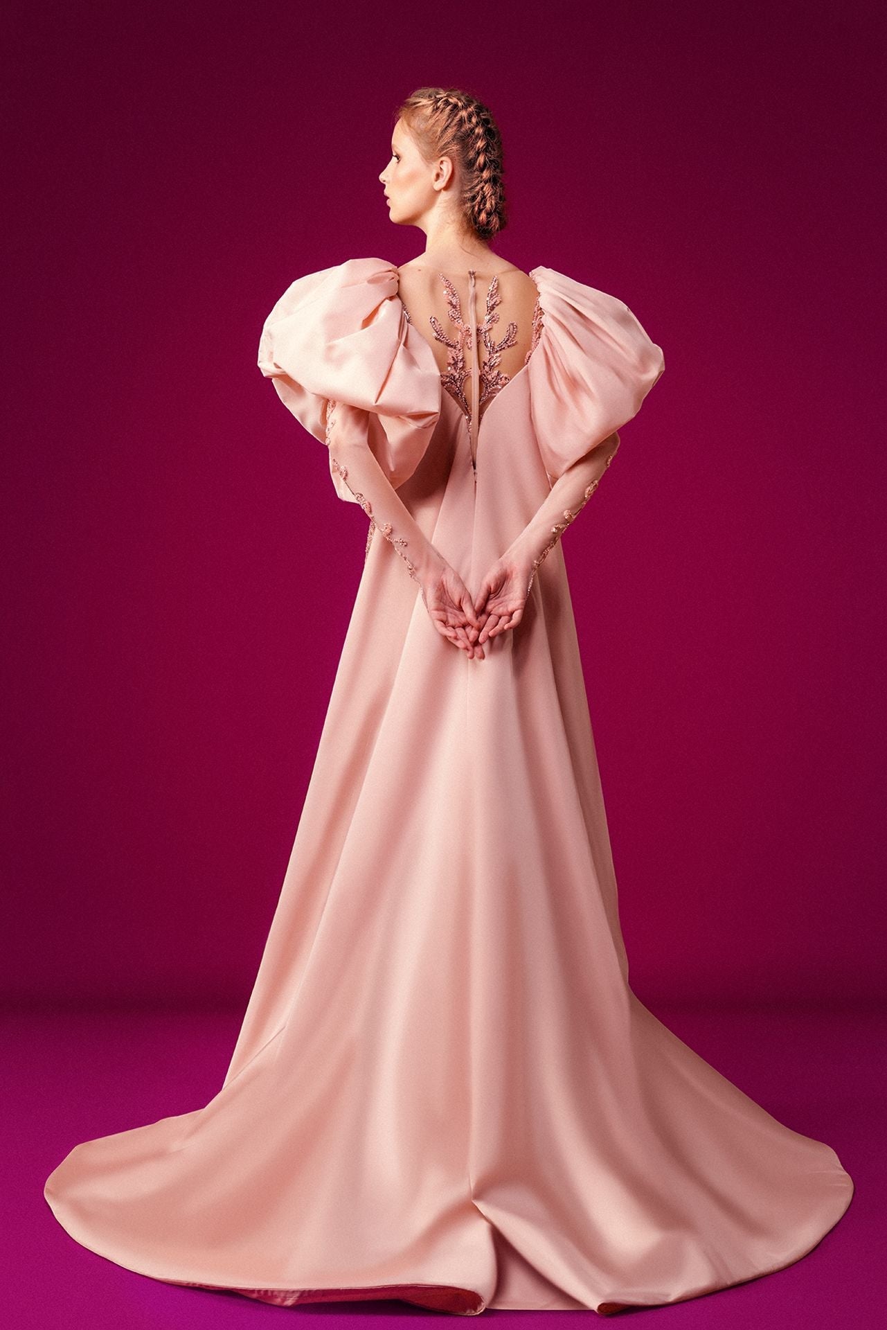 Heart Shaped Neckline Fully Embroidered Dress