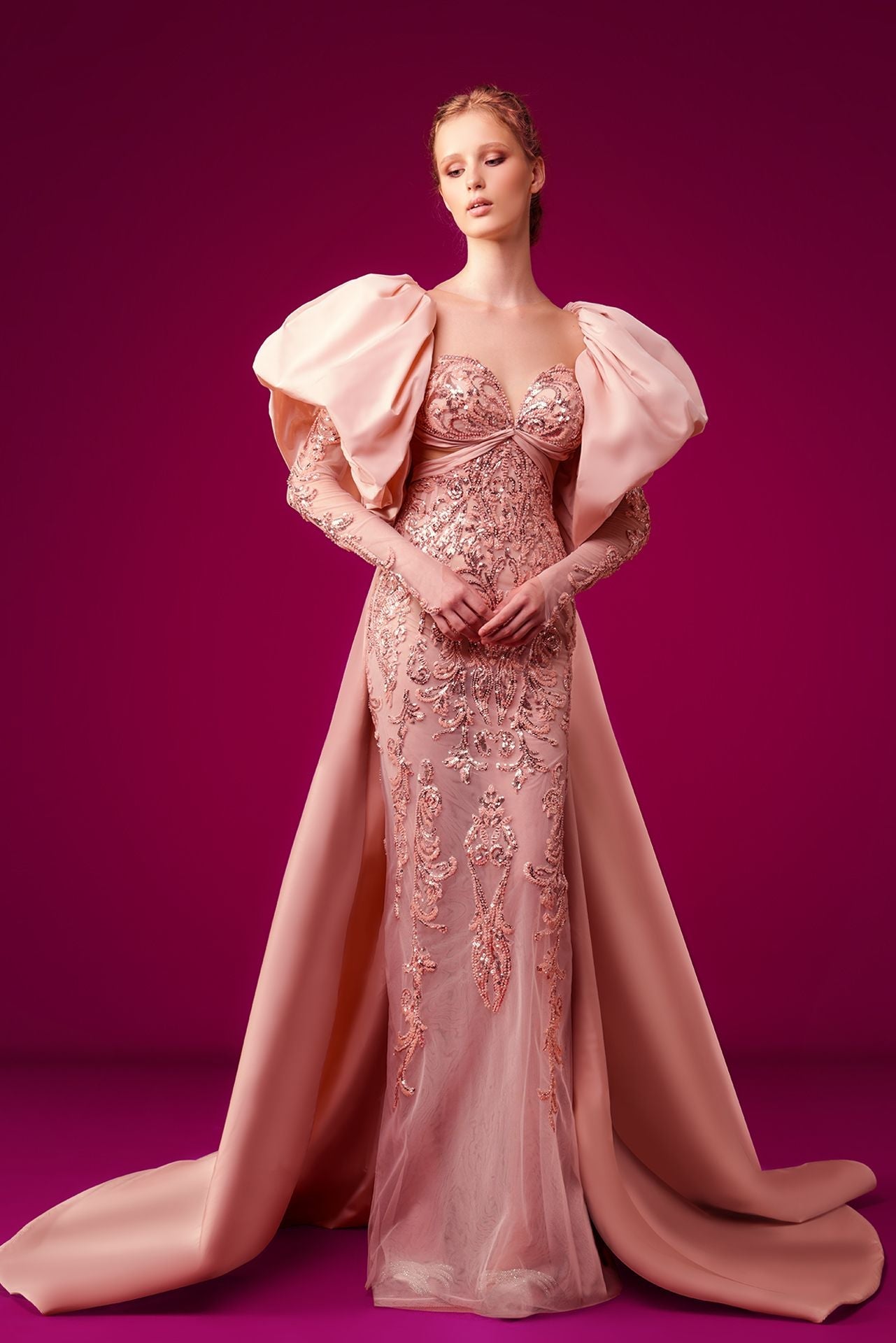 Heart Shaped Neckline Fully Embroidered Dress