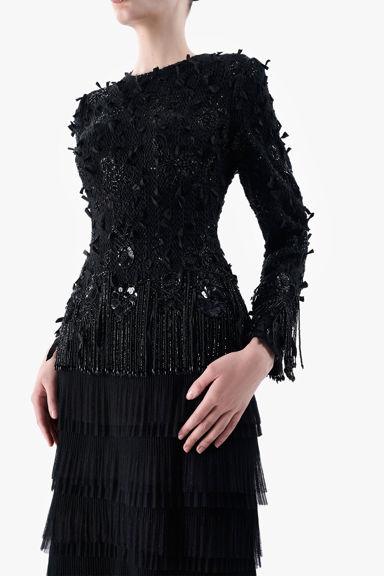 Embroidered Jacket with Layered Tulle Skirt