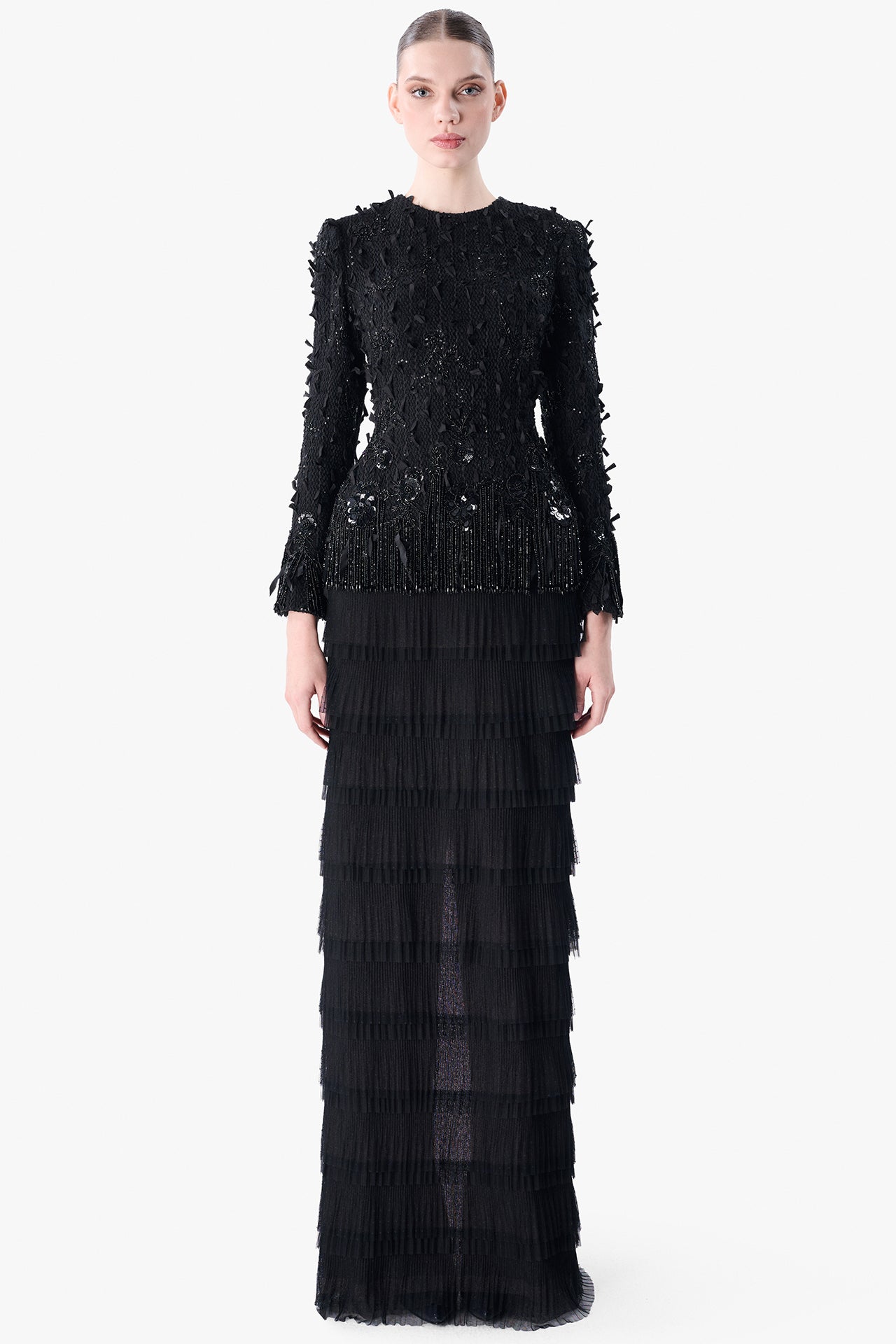 Embroidered Jacket with Layered Tulle Skirt