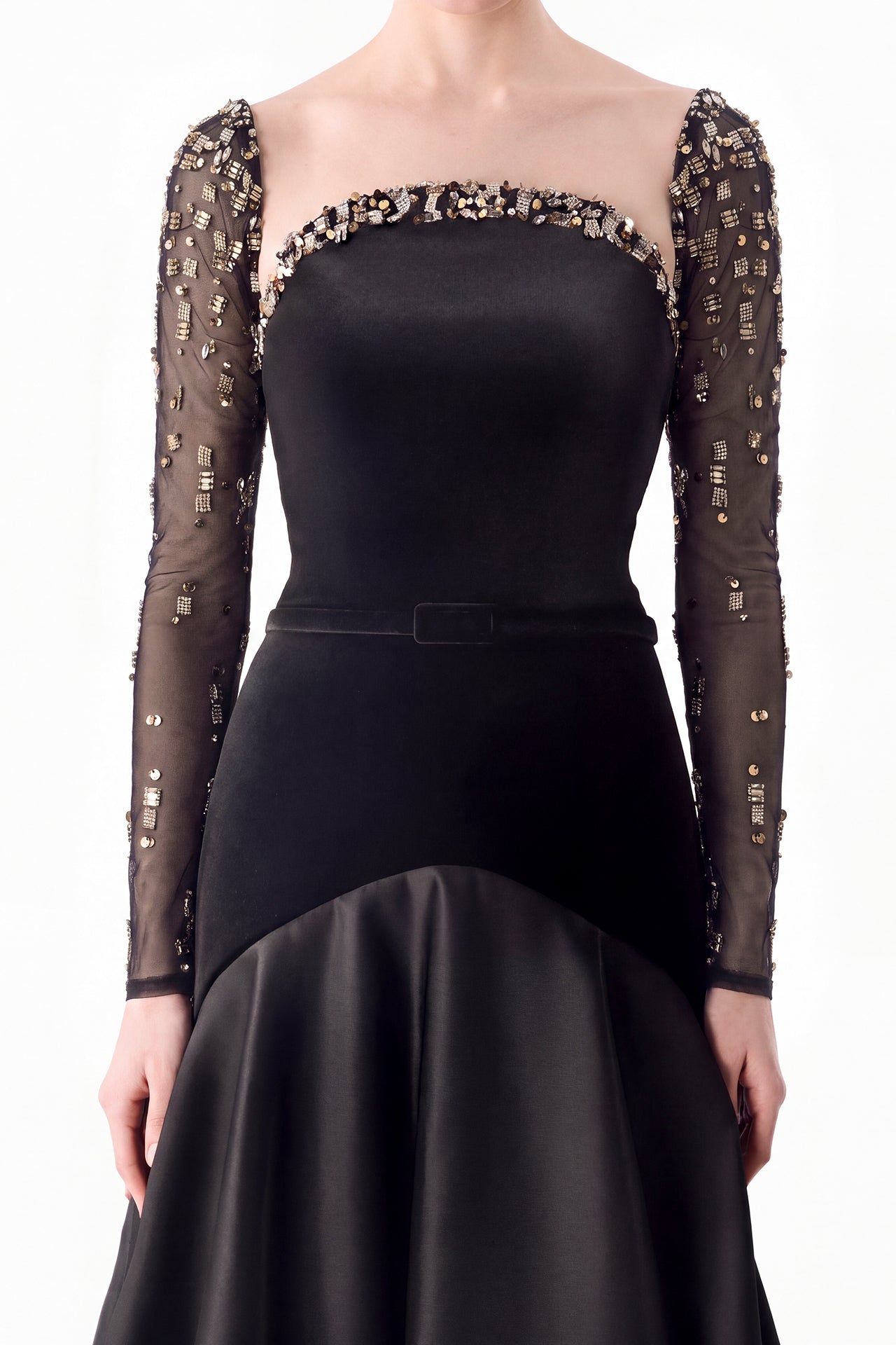 Embellished Black Evening Gown