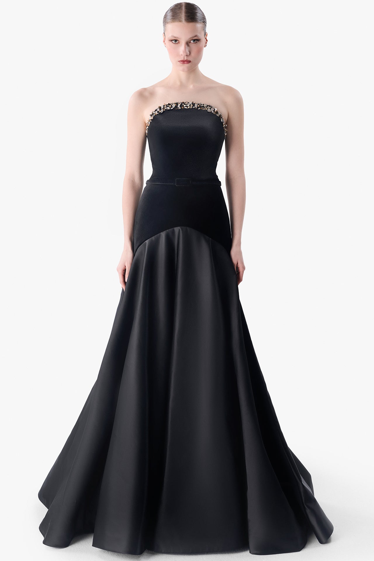 Embellished Black Evening Gown