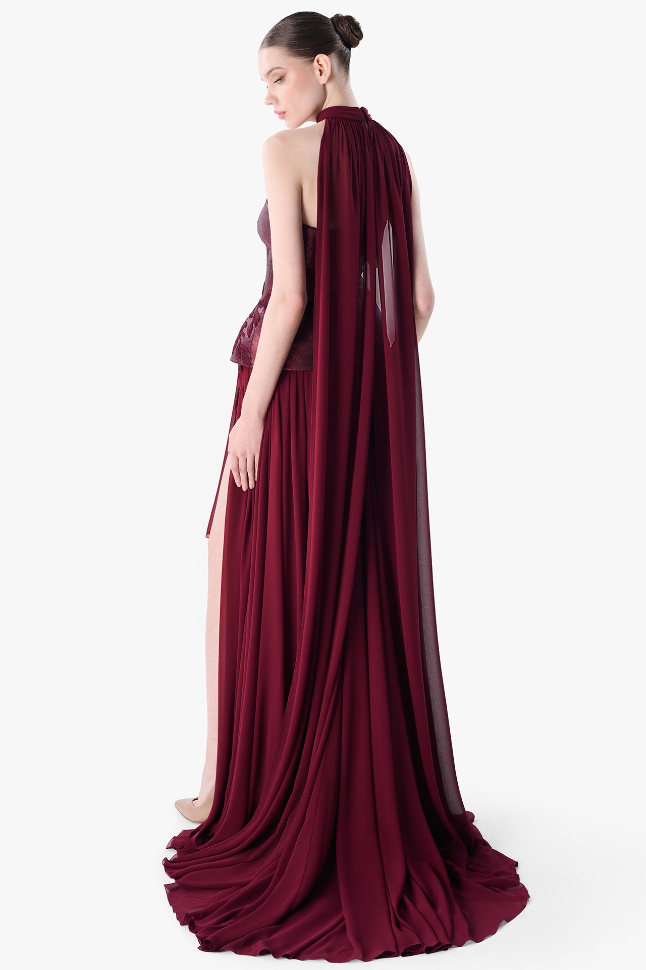 Strapless Draped Evening Gown
