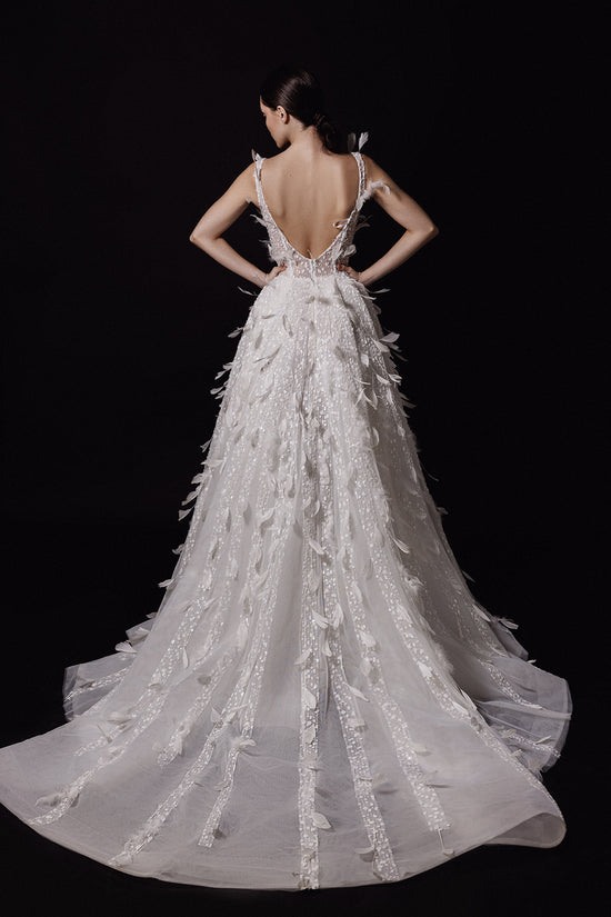 beaded lace wedding dress with pleated skirt Timeless elegance for Sabrina An off-white dress adorned with intricate beaded lace and soft pleated skirt, perfect for her big day Click link on bio for enquiries. Thankyou. #bridebyameeraaqeela #