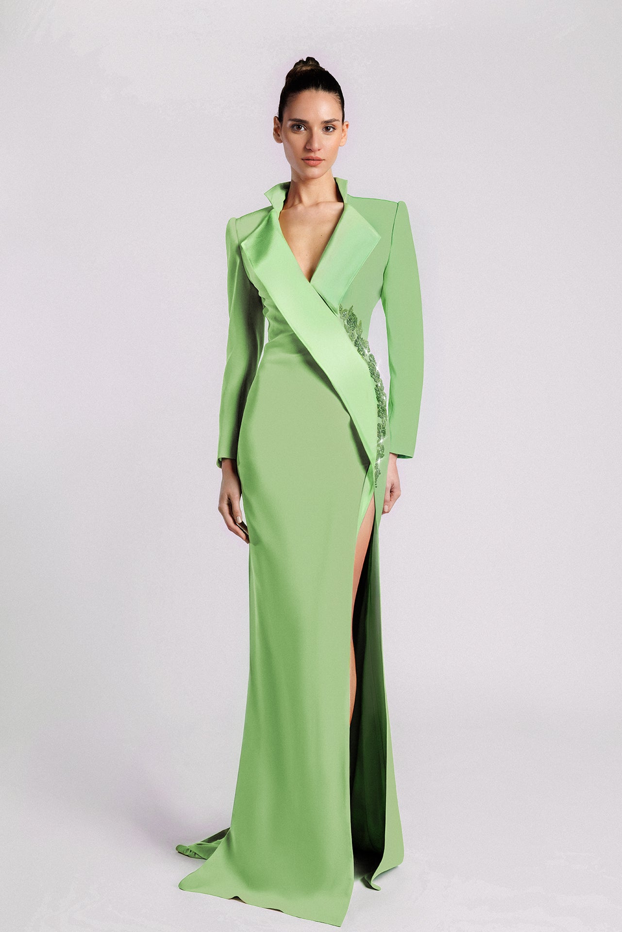 Mint Blazer-Style Mermaid Evening Dress Gattinolli by Marwan Mint Blazer-Style Mermaid Evening Dress Gattinolli by Marwan