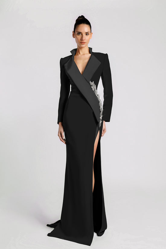Black Blazer-Style Mermaid Evening Dress Gattinolli by Marwan Black Blazer-Style Mermaid Evening Dress Gattinolli by Marwan