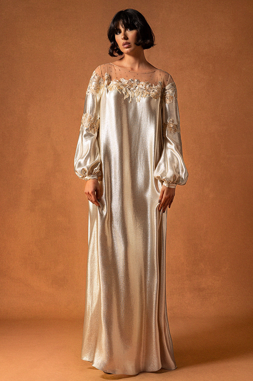 slim fit dress slacks Archangel Gabriel Goddess Kaftan Luxe - Hand-Painted On Silk Golden Goddess / Xs/S main image 0