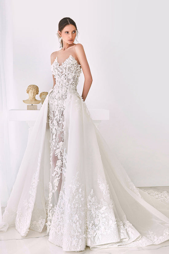 Strapless Wedding Gown with Overskirt