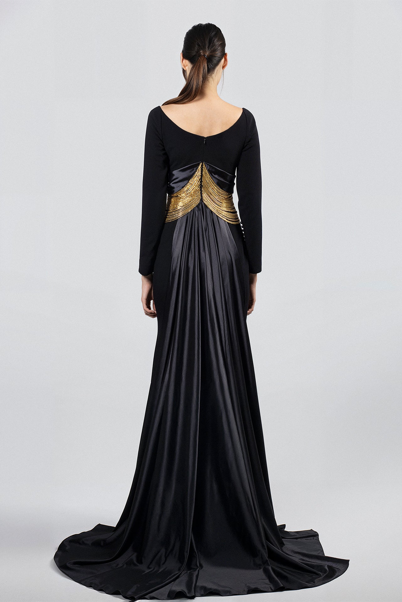 Evening Dress with Gold Embellishment