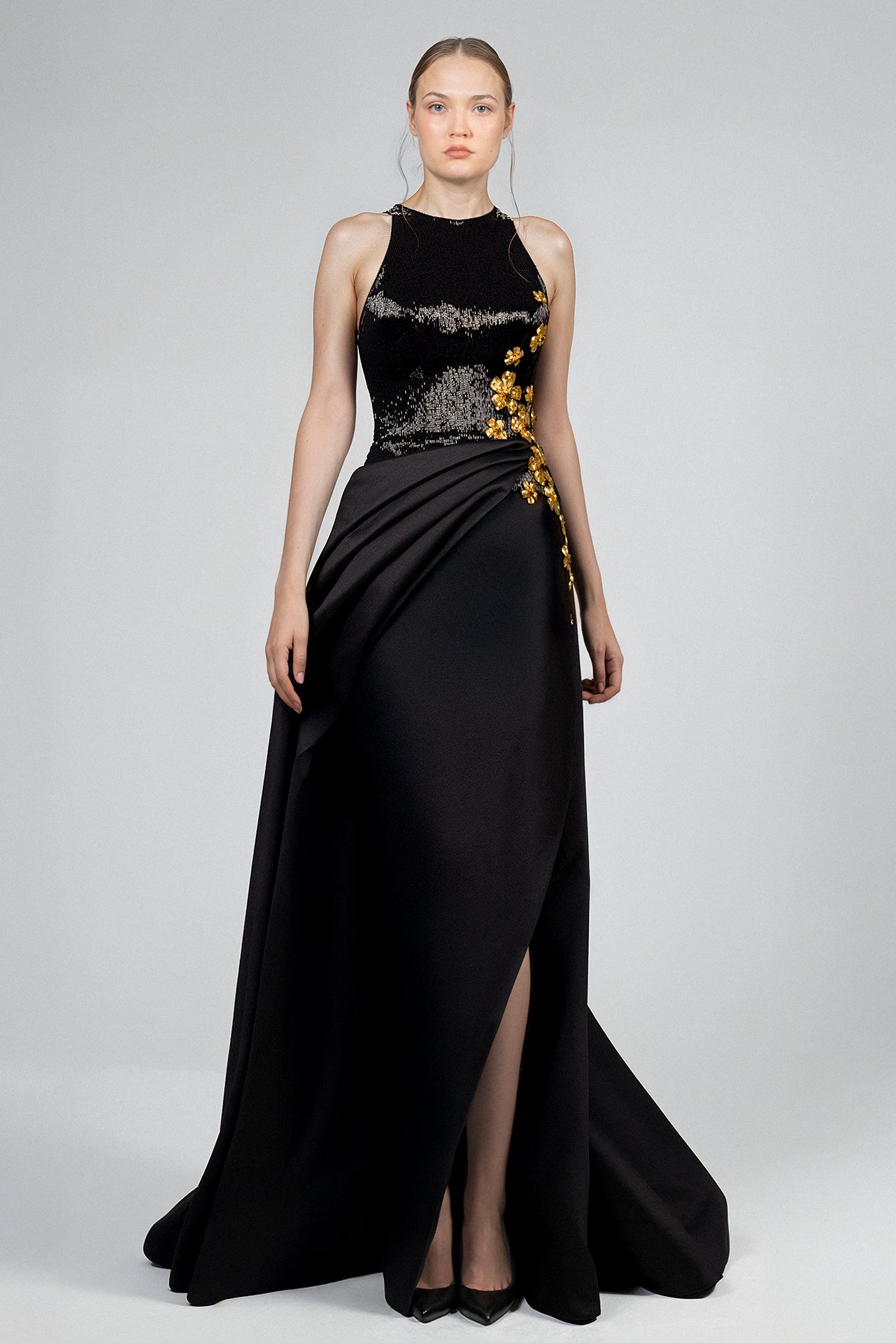 Sequin-Embellished Dress with Illusion Back