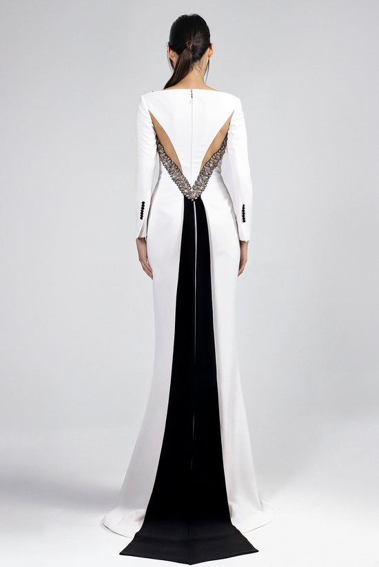 Long-sleeve Dress with Embroidered Bust