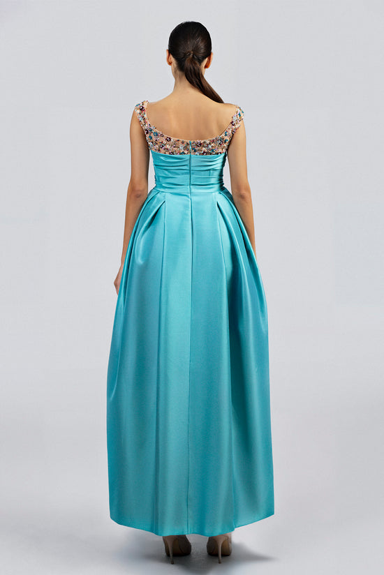 Crystal Bodice Wrap Ball Dress