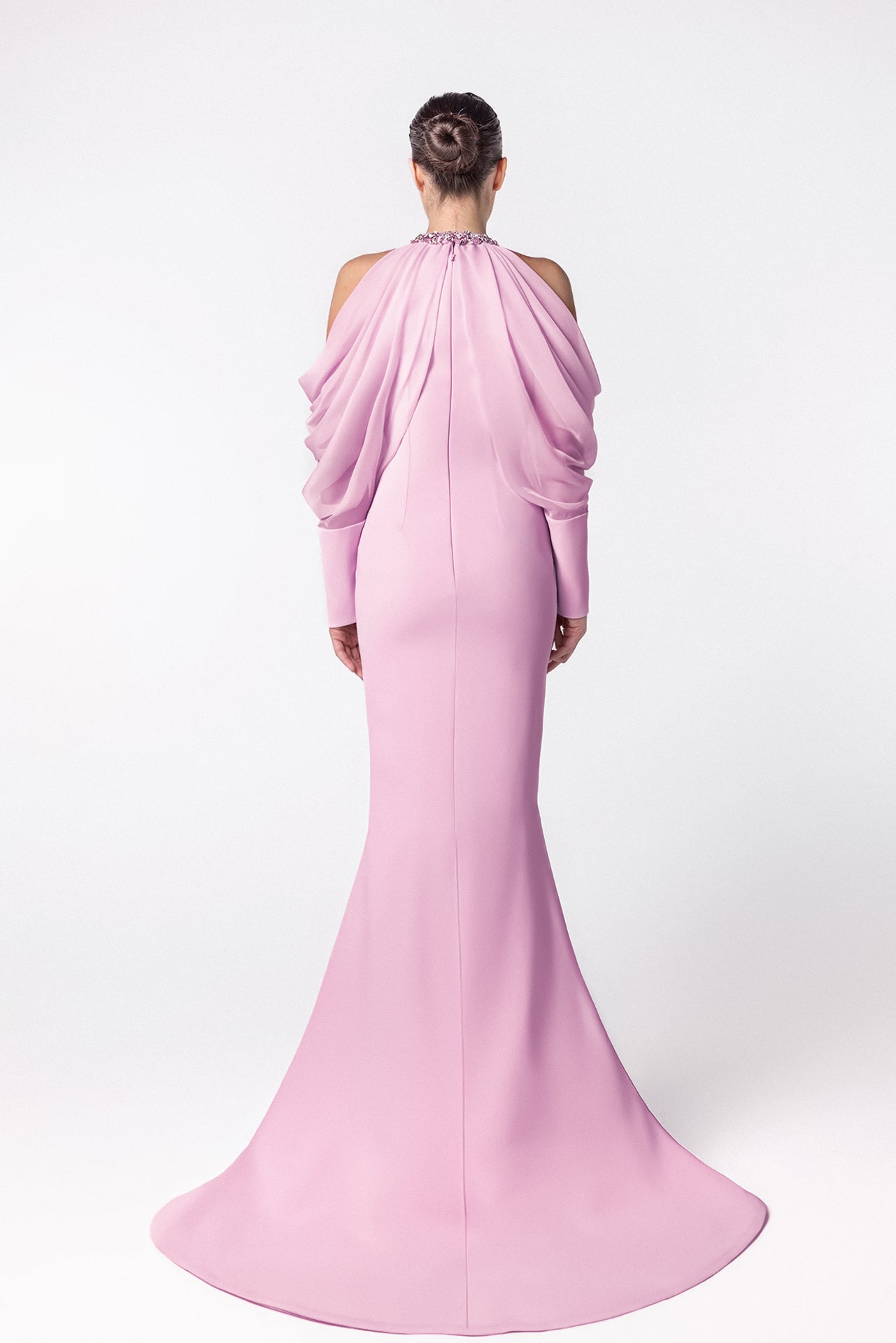 Halter Neckline Mermaid Dress with Beaded Collar