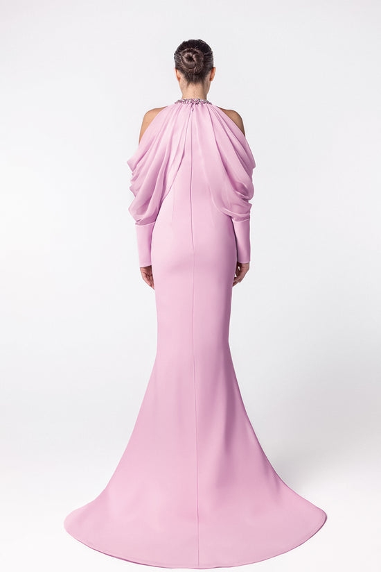 Halter Neckline Mermaid Dress with Beaded Collar