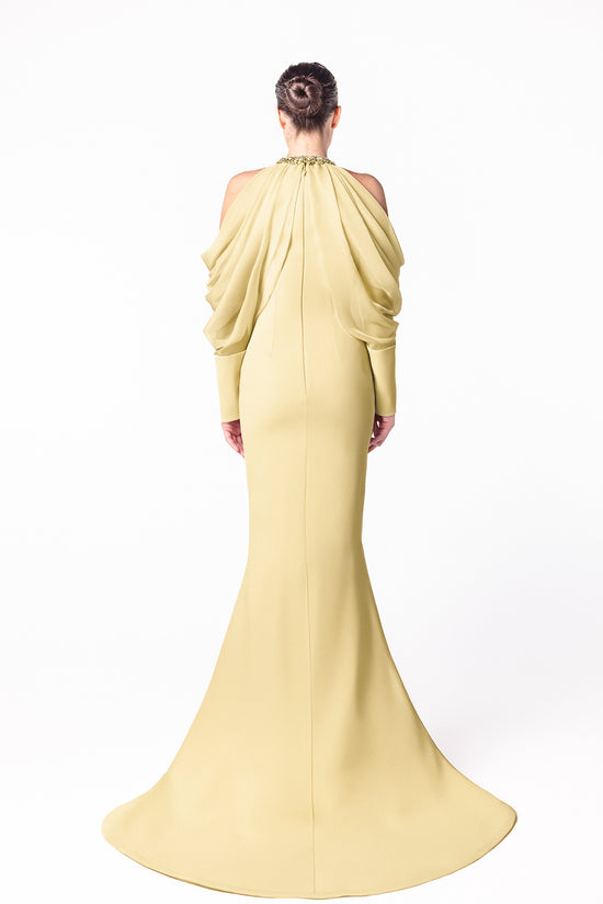 Halter Neckline Mermaid Dress with Beaded Collar